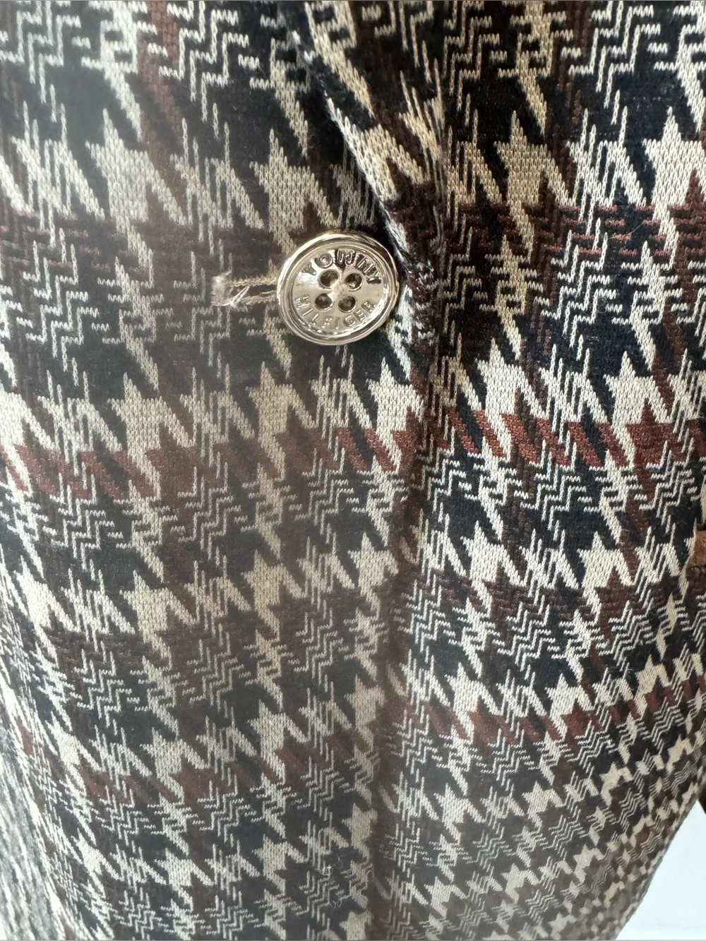 Tommy Hilfiger Plaid Houndstooth Blazer w Faux Leather Pocket Trim Size:6 NWOT - Picture 8 of 16